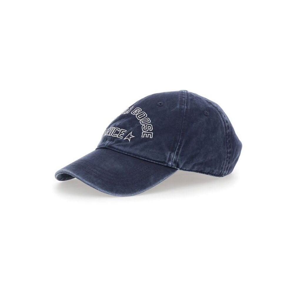 Golden Goose Men Hat Cotton Logo White With Logo And 100% Cotton Blue Unisex